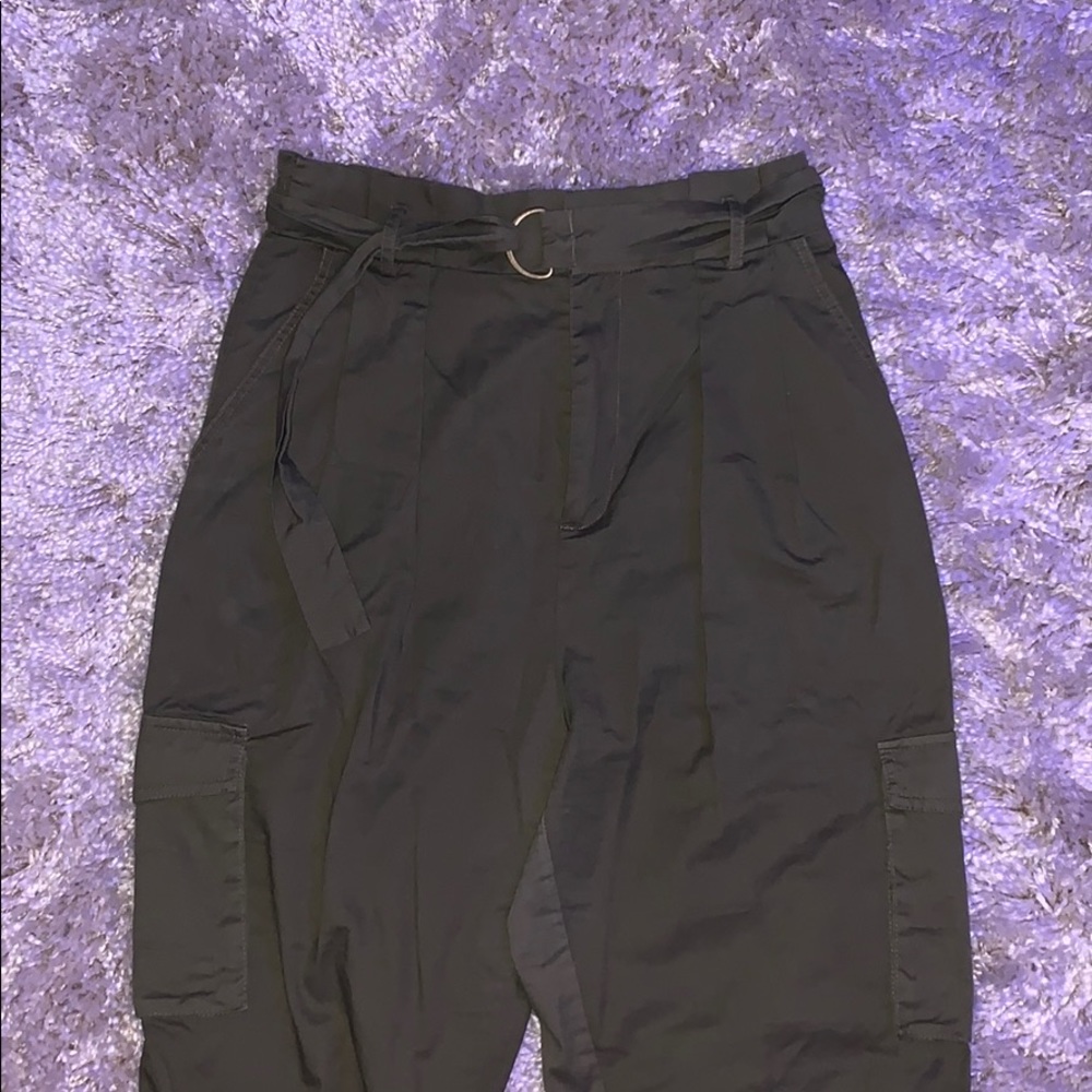 Dark Green (Camo) High Waisted Cargo Pants